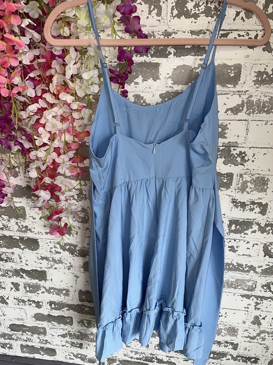 LEVAR ♥ Stripe Mini Dress /追跡付 Lyaner Mini Dress Women's Small Blue Spaghetti Straps