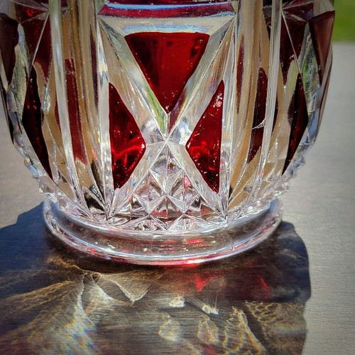 Antique EAPG Glass Creamer US Glass Co Triple Triangle Ruby Stained c.1890 USA - Picture 9 of 12