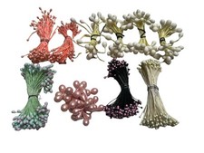 Vintage Millinery Flower Stamen Collection 10 Bundles Cream Black Pink  D 