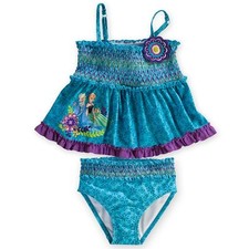 Disney Store Frozen Anna Elsa 2 PC Deluxe Swimsuit Girl Size 7/8 9/10