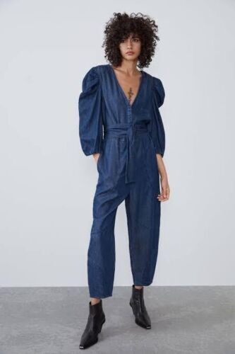 Shop ZARA 2023 SS TRF LONG DENIM JUMPSUIT (5252/283) by