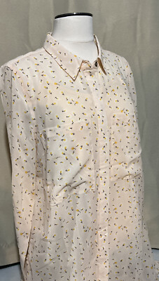 NWT~ CAFFE MARRAKESH WOMEN'S TUNIC PEACH FLORAL BLOUSE LG SLEEVES SIZE LARGE