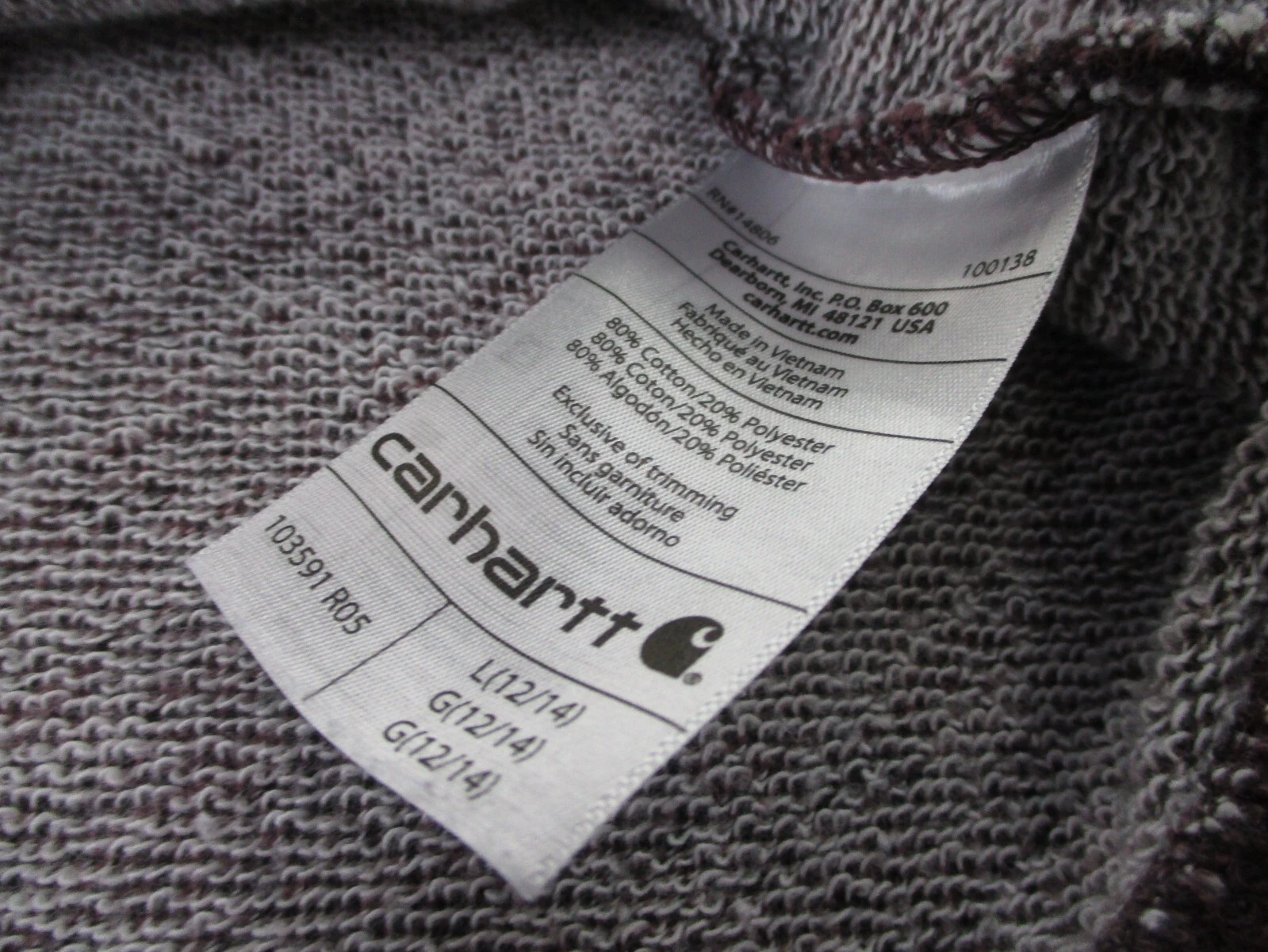 VETEMENTS Carhartt Felpa con Cappuccio Donna L Rosso Relaxed Abbigliamento da Lavoro Outdoor Logo Adulto