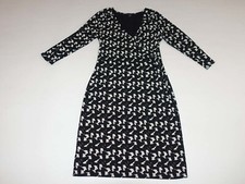 Ann Taylor Women's Sheath Dress Medium 3/4 Sleeves Black Off White Knee Length M