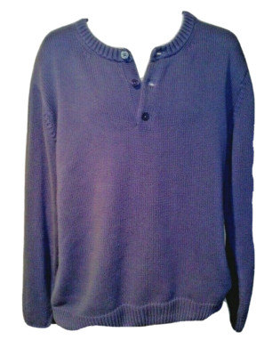 REEL LEGENDS Men's Size XXL Blue Heavyweight Button Down Crew Neck Sweater  EUC 