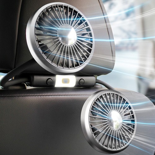 Dual Head Car Fan Portable Vehicle Truck 360° Flexible Auto Cooling Cooler LED - Picture 3 of 19