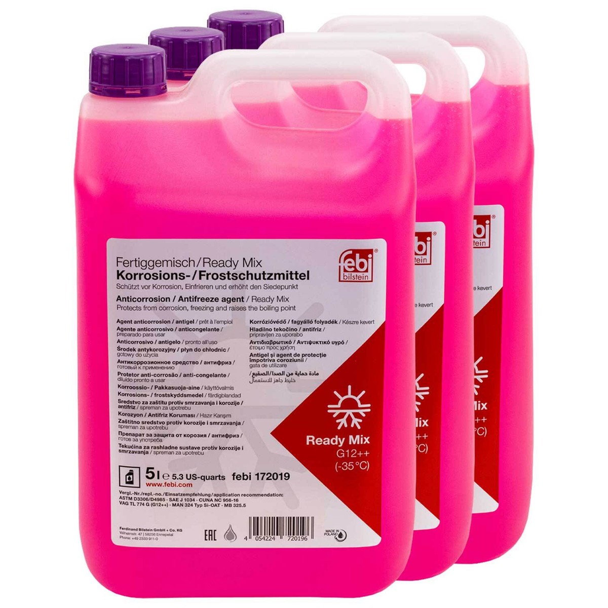 Kühlerfrostschutz Febi G12++ -35°C Fertiggemisch 3 X 5 Liter für