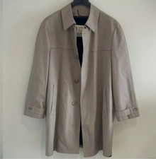 London Fog Men s 42 Long Zip Out Fur Lined Tan Beige Trench Coat.
