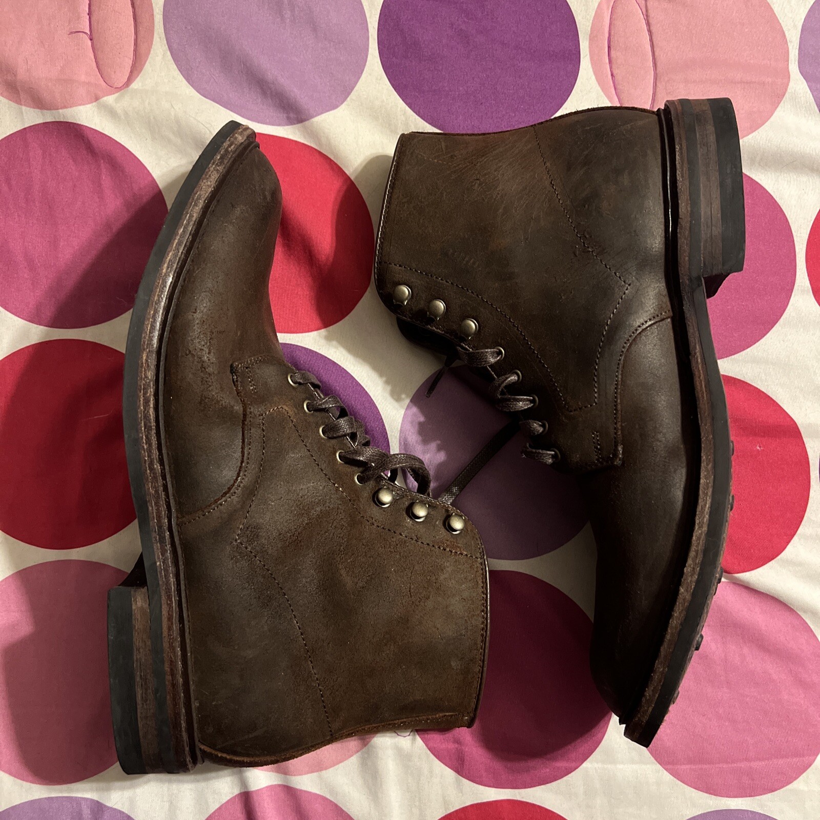 SAOLA Stivali derby Allen Edmonds Higgins Mill IMPERMEABILI 10 D camoscio cerato marrone