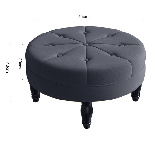 75cm Large Velvet Sofa Round Side Coffee Table Padded Ottoman Footstool Seat - Picture 3 of 13