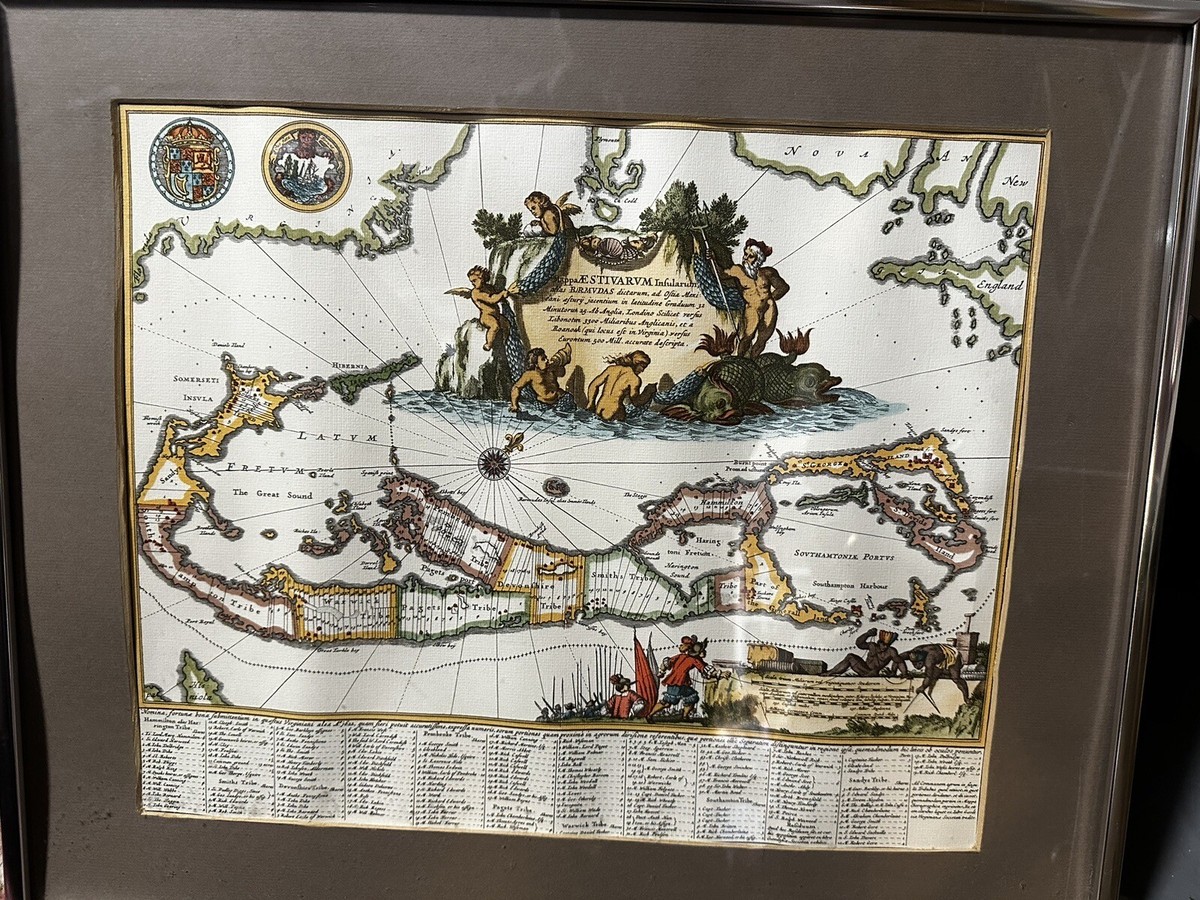Antique Map of Bermuda 1600s by Blaeu Vintage Art Print Repro 
