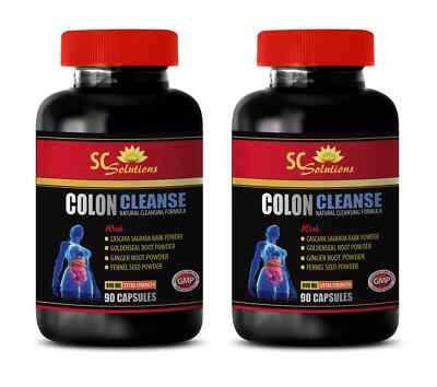 Gut Support - COLON CLEANSE COMPLEX - Detox Herbs 2 Bottles 120 Capsules