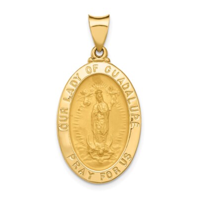 14K Gelbgold poliert & satiniert Unsere Liebe Frau von Guadalupe Medaille Anhänger XR1251