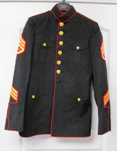 Thorngate Mens Blue Contrast Piping Button-Front Flap Pocket Uniforms Coat - product listing photo