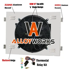 Aluminum Radiator Shroud+Fan Relay Kits FITS 1955-57 Chevy Bel Air Nomad L6 V8