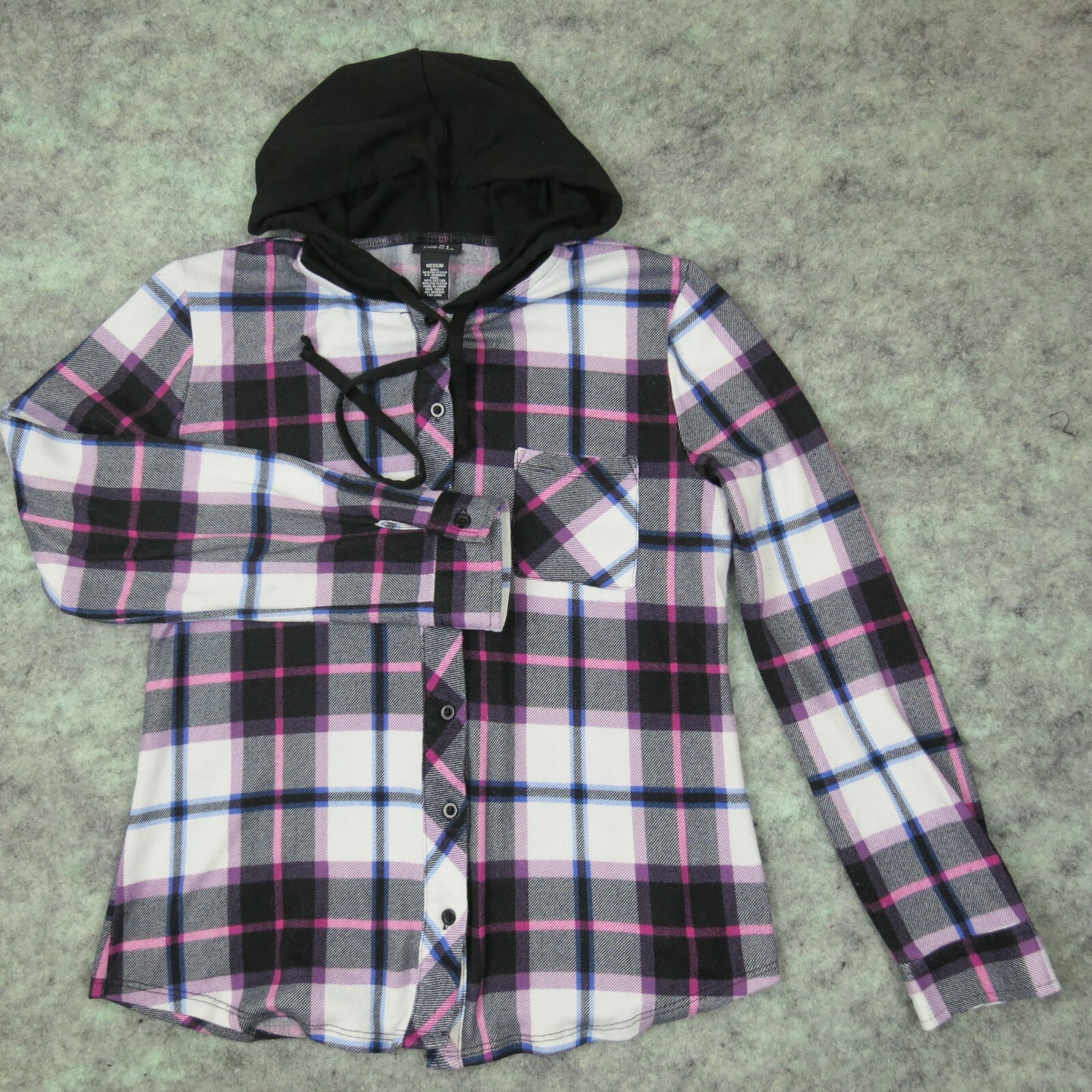 Purple Flannel Plaid Shirt Button Down 