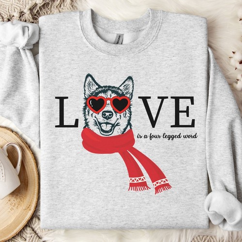 Siberian Husky Sweatshirt Valentine's Day Shirt Love Dog Mom Top Dog Lover Gift - Picture 6 of 12