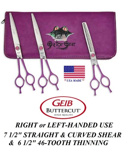 GEIB Buttercut GATOR SHEAR SCISSOR 3pc Professional Pet Grooming LEFT/RIGHT Hand - Picture 3 of 20