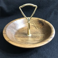 Quality Heirloom Wooden Ware 7" Multipurpose Walnut Bowl Rustic Oak USA Vtg MCM