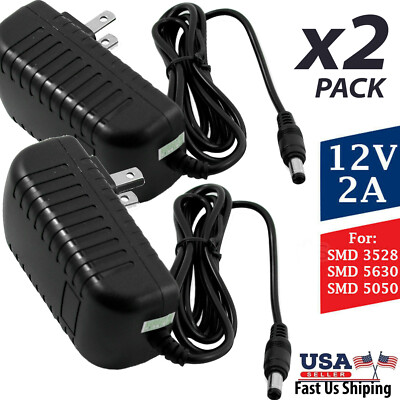 AC 100-240V to DC 12V 2A Power Supply Adapter Heavy-Duty SMD LED Light Strip 24W