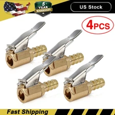 4x 5/16" Open Flow Air Chuck with Lock Connector Tire Inflator Valve and Clamp*