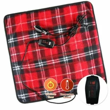 Zone Tech Car Electric Mini Heated Travel Blanket Pad Fleece Red Plaid 45 Timer