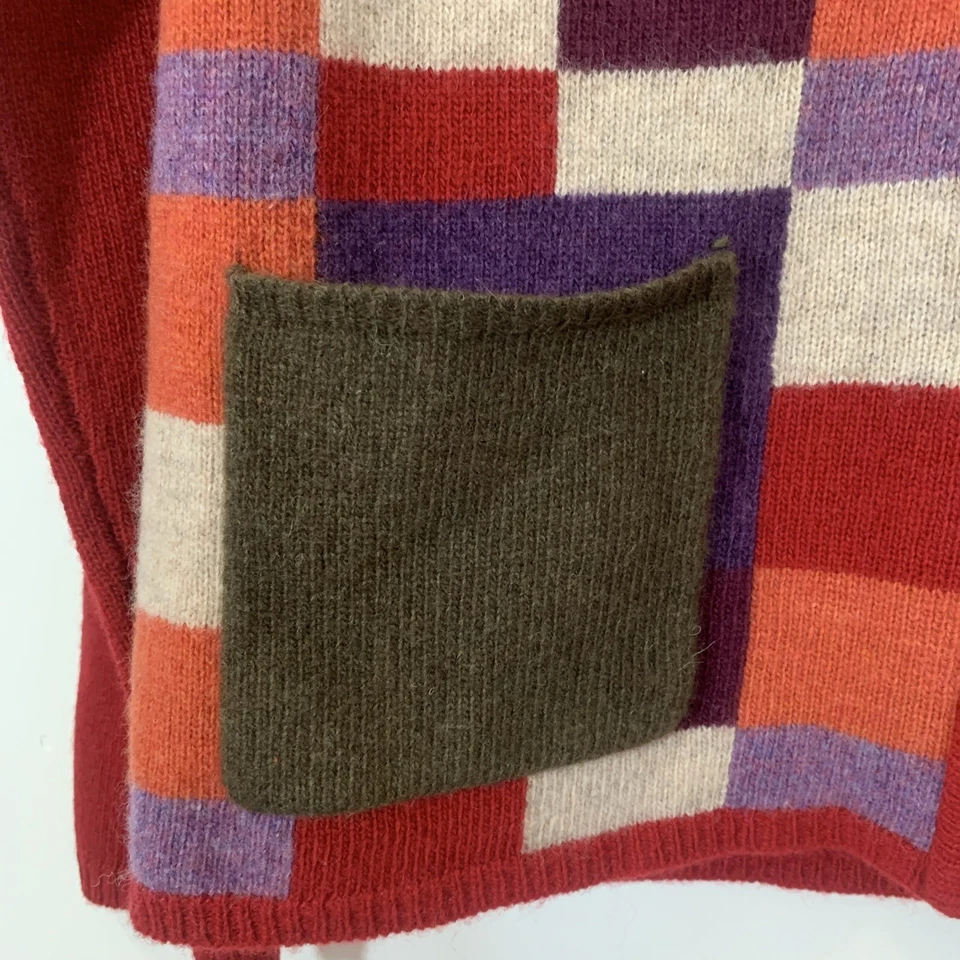 Cárdigan Suéter Sarah Spencer Mujer Mediano Rojo Retazos Cremallera Cottagecore Foto 4 de 4