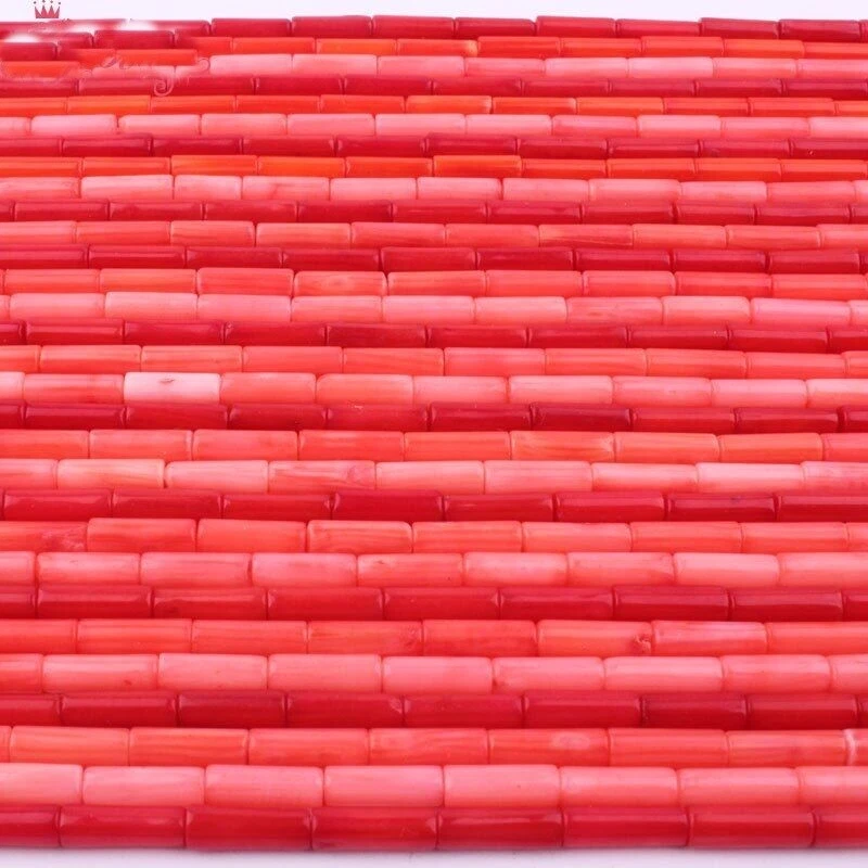 Pendientes colgantes espaciadores de cuentas sueltas de coral con cuentas de piedra natural de 3x9 mm para hacer joyas Foto 3 de 4