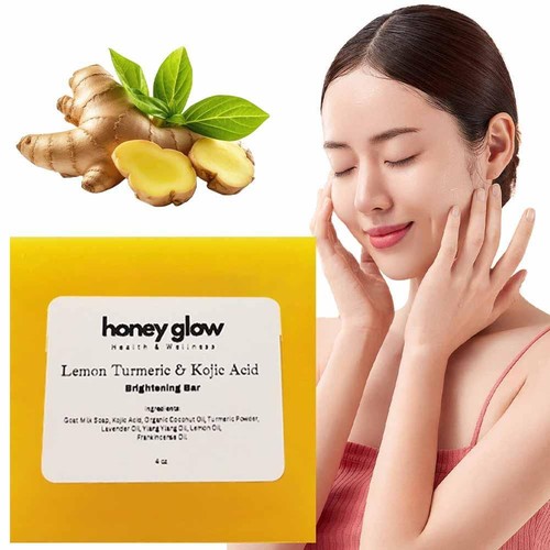 Honey Glow Lemon Turmeric Kojic Acid Soap Bar Turmeric FaceBody Soap USHOT - Picture 3 of 11