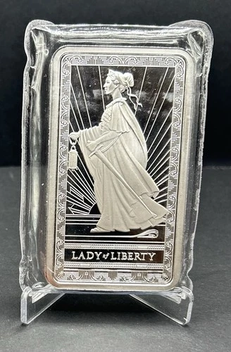 10 Oz Silver Bar Pamp Lady Of Liberty Proof Like Finish .999 Original Sealed