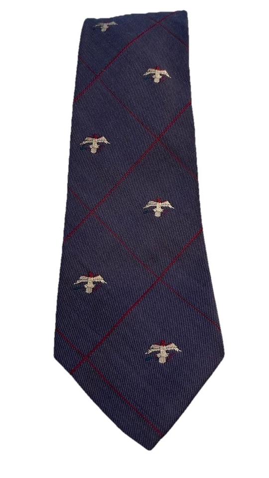 Vintage American Eagle 3” Men’s Tie Wool Silk Preppy Retro Blue Eagle Pattern - Image 2 of 4