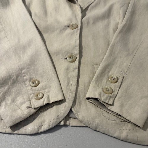 Giacca blazer Merona XL beige 100% lino bottoni davanti carriera ufficio toppa tasca - Foto 12 di 15