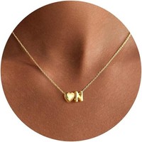 Halskette Damen 14K Vergoldet Buchstaben Herz Goldene Kette Schmuck Geschenk