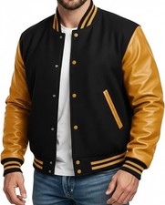 Mens Varsity Jackets Wool and Leather Sleeves Vintage Baseball Letterman Jackets