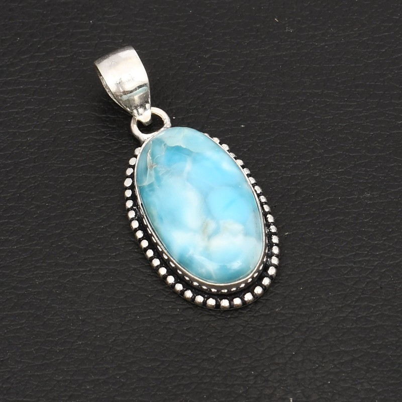 Larimar Gemstone Ethnic Handmade Pendant Jewelry For Unisex 1.8" AP-37815