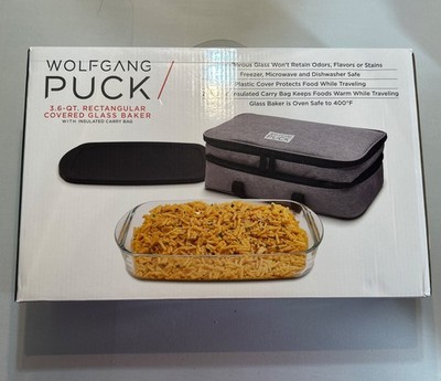 Wolfgang Puck 3.6 Qt. Glass Baking Dish Insulated Carry Bag New In Box Sealed