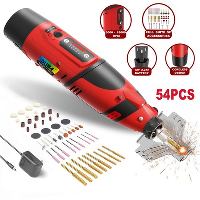 #ad 54PCS OUBACordless Rotary Tool Kit 12V Rotary Tool w 2.0Ah Rechargeable Battery $34.99