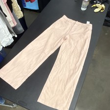 Women's Light Pink Solid Casual Pants Regular Fit Flat Front Pockets Size 6