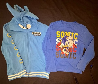 Sonic the Hedgehog Boys Bundle Hoodie + Long Sleeve Shirt Size 10/12 Sega 