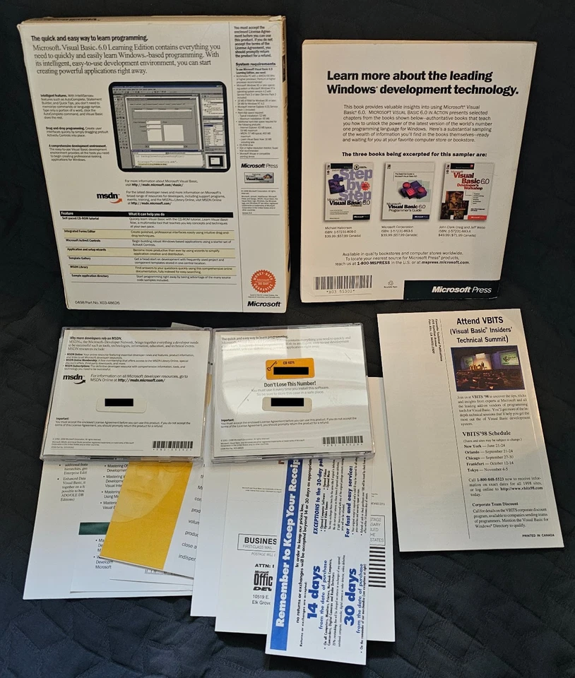 Microsoft Visual Basic 6.0 Learning Edition Windows 95/98/NT 4.0 COMPLETO EN MUY BUENA CONDICIÓN Foto 2 de 4