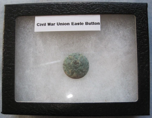 Dug Civil War Union Eagle Coat Button from Shiloh with Display Case