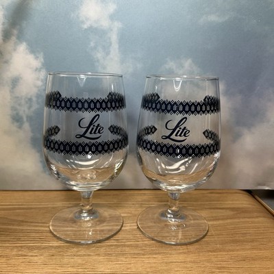 Miller Light 16oz Stemmed Chalice Glass Set Holiday Collection