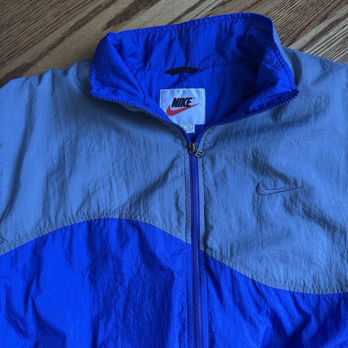 Vintage 90s Nike Windbreaker Track Suit Men's XL Back Swoosh Blue