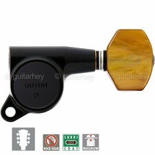 NEW Gotoh SG381-P8 MG Locking Tuners Set L3 R3 SMALL AMBER Buttons 3x3 - BLACK