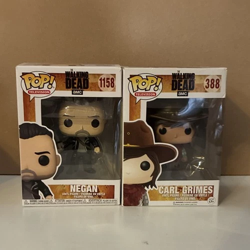 Funko Pop! Vinyl Negan 1158 & Carl Grimes 388 The Walking Dead Figures