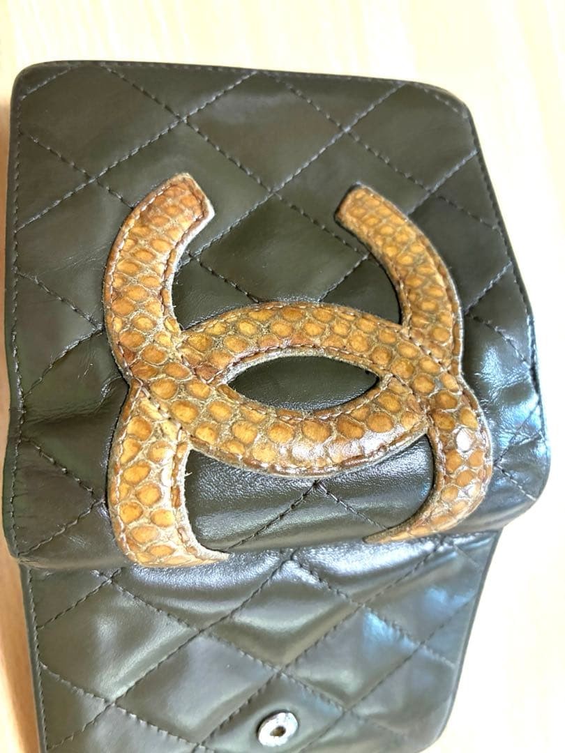 CHANEL Cambon Python Wallet Olive Green Rare Colo… - image 4