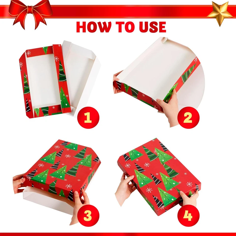 12 PCS 14" X 9.5" X 2" Christmas Shirt Gift Boxes with Lids for Presents, Large - Image 4 of 4