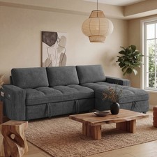 81" Modular Sectional Sleeper Sofa Bed L-Shaped Couch with Adjustable Storage