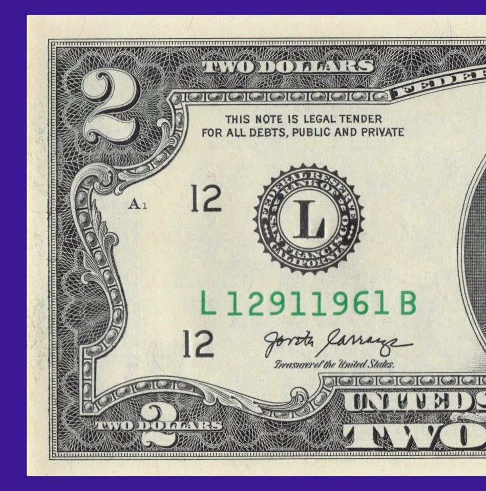 2017A San Francisco 1961 Year Note Two Dollar Bill 2017A L12911961B CU - Image 4 of 4