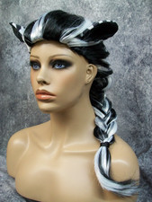 Black & White Zebra Costume Wig Braided with Ears Zoo Animal Wildlife Safari NEW